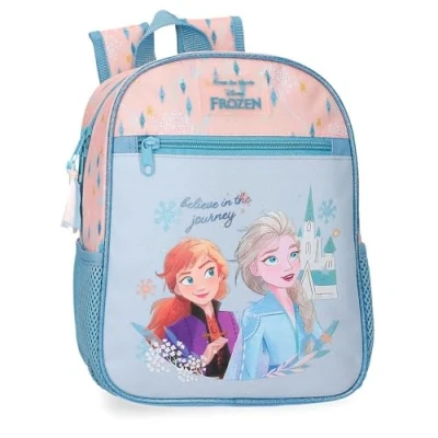 Abbildung von Disney Joumma Bags, Frozen Believe in The Journey, Kinderrucksack, Schulrucksack, aus Polyester, breite und verstellbare Träger, mehrere Taschen Fächer., blau, Rucksack 28