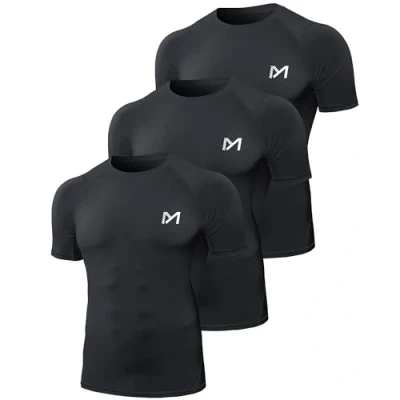Abbildung von MEETYOO Kompressionsshirt Herren, Laufshirt Kurzarm Funktionsshirt Atmungsaktiv Sportshirt Männer T Shirt für Running Jogging Fitness Gym