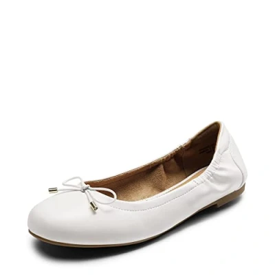 Abbildung von DREAM PAIRS Damen Ballerinas Schuhe Klassische Flache Elegant mit Geschnürte Schleife Weiss 42 (EUR) SDFA2310W E
