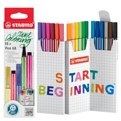 Abbildung von STABILO Premium Filzstift Pen 68 18er Zick Zack Tischset 18 Farben