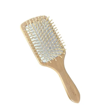 Abbildung von LUTTMANN® Perücken Haarersatz Zweithaar Paddle Brush Bürste für Echthaarperücken, Haarteile &amp; Extensions Holzbürste mit Bambus Holzborsten sorgen schönes gepflegtes Haar