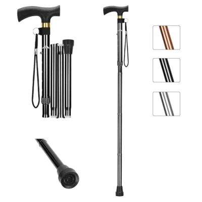 Abbildung von supregear Gehstock Damen Herren, Faltbar für Senioren, Einstellbar Aluminium Spazierstock, Höhenverstellbar Leicht Gehstöcke