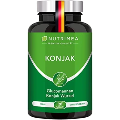 Abbildung von Glucomannan aus Konjak Wurzel Hochdosiert mit 95% pro Kapsel Natürliche Ballaststoffe 90 Kapseln 100% Vegan NUTRIMEA®