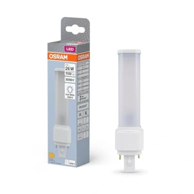 Abbildung von OSRAM Dulux D 26 LED Lampe für G24D 3 Sockel, 9 Watt, 1100 Lumen, Kaltweiß (4000K), rotierbar, Ersatz herkömmliches 26W Leuchtmittel