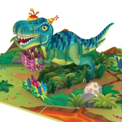 Abbildung von papercrush® Pop Up Karte Dinosaurier Lustige 3D Geburtstagskarte für Kinder, Glückwunschkarte nutzbar als Einladungskarte zum Kindergeburtstag von Jungen und Mädchen, Mitgebsel Dinoparty