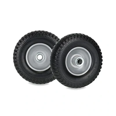 Abbildung von Relaxdays Schubkarrenrad 2.50 4, 2er Set, Vollgummi, Stahlfelge, Ersatzrad Schubkarre, pannensicher, 80 kg, schwarz/grau