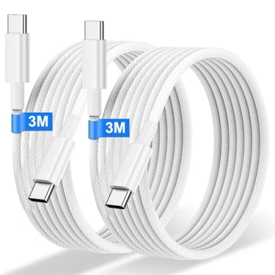 Abbildung von iPhone 15 16 Ladekabel 2Stück 3M, 60W Nylon USB C auf Kabel, Schnellladekabel für Apple 16/15/Pro/Pro Max, Samsung S23 S22 S21 MacBook Pro/Air, Huawei