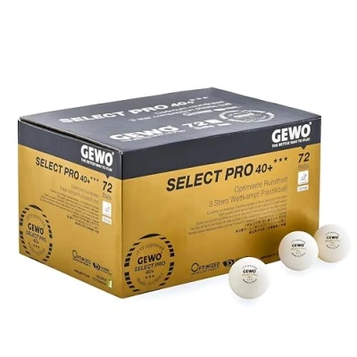 Abbildung von GEWO Select PRO Tischtennisbälle 3 Sterne Tischtennis Ball aus Plastik 40+ mit Naht ITTF zertifizierte Wettkampf Bälle 72 hochwertige Profi weiß, mm, weiß