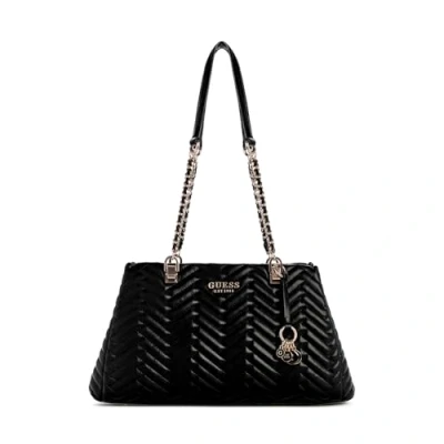 Abbildung von Guess Anning Shoulder Satchel Handtasche, Damen, Größe: One Size, Black