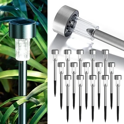 Abbildung von GIGALUMI Solarlampen für außen, 16 Stück Solarleuchten, LED Gartenleuchten, Wasserdichte Gartenbeleuchtung, Solar Wegleuchten außen Garten, Terrasse, Rasen, Wege (Weiß)