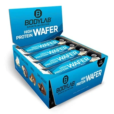 Abbildung von Bodylab24 High Protein Wafer 12x40g Waffel Snack Lecker knuspriger Eiweißriegel Weiße Schokolade
