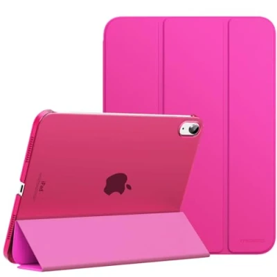 Abbildung von MoKo Hülle für ipad 10. Generation 2022, 10,9 Dünne Leichte PU Leder Tablet mit Auto Schlaf/Aufwach Funktion Transluzente PC Rückseite, Pitaya Rot