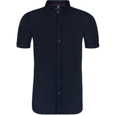 Abbildung von DeSoto bügelfreies Premium Jersey Halbarm Hemd aus mercerisierter Baumwolle (XXL, Blau (057))