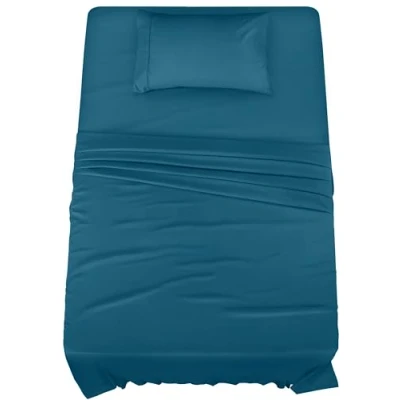 Abbildung von Utopia Bedding Bettwäsche Set für Doppelbetten 3 teiliges gebürstete Mikrofaser schrumpffrei und lichtbeständig pflegeleicht (Doppelbett, Jeansblau)