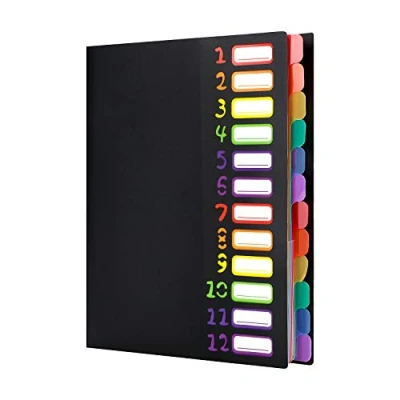 Abbildung von Projektmappe A4 Ordnungsmappe Pultordner 12 Fächer Pultmappe Personalmappe Mit Gummizug Sammelmappe Plastik Ringordner Wasserdichtes Ringbuch Personalhefter für Schule Büro Kunst Business