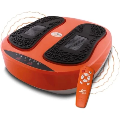 Abbildung von VibroLegs Massage Gerät mit Vibration Vibrationsplatte für vitalisierte und entspannte Beine Füße Fußmassage auf Knopfdruck 2 Programmoptionen Orange
