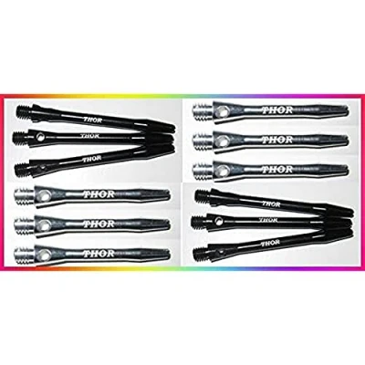 Abbildung von THOR DARTS ®™ Aluminiumschäfte 47mm medium Dart Alu Shafts 2 Set = 6 Stück schwarz &amp; silber