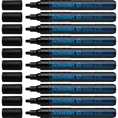 Abbildung von Schneider Maxx 270 Lackmarker (Rundspitze, Spitze austauschbar, 1 3 mm) 10er Packung schwarz