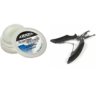 Abbildung von Set: Jenzi Fly Line C.l.e.a.n.e.r, Fliegenschnur säubern + gratis Angelschere &amp; Petri Heil! Aufkleber