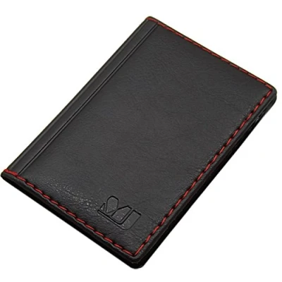 Abbildung von Kredit und Visitenkartenetui mit Kontrastnaht 12 Fächer MJ Design Germany (Design 4 / Schwarz)