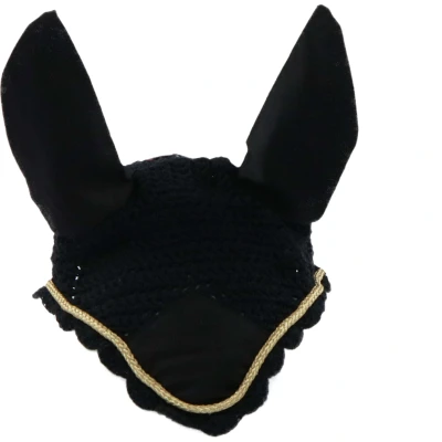 Abbildung von HKM Fliegenhaube Schwarz/gold Vollblut