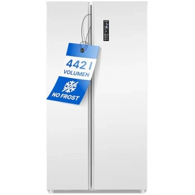 Abbildung von Bomann® Side by Kühl Gefrierkombination No Frost 442L Inhalt Kühlschrank mit Gefrierfach MultiAirflow Technologie Verbrauch 287 kWh/Jahr SBS 7344 weiß