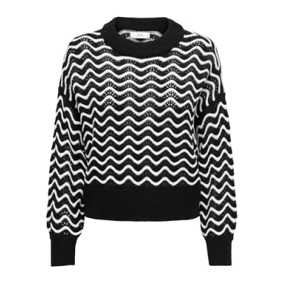 Abbildung von JDY Jdyrita Short Structure Strickpullover, Damen, Größe: Small, Black/cloud dancer