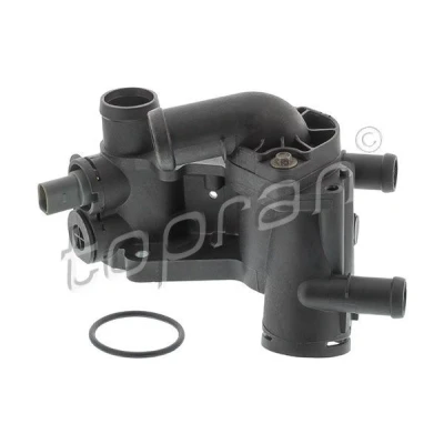 Abbildung von TOPRAN 111 176 Thermostatgehäuse mit Dichtung, Temperaturgeber Thermostat, Deckel, Schrauben VOLKSWAGEN: Polo IV Hatchback