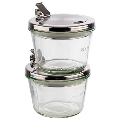 Abbildung von APS 82241 Original 2er Set WECK Gläser 370 ml, Ø 11 cm, H: 7,5 Sturzform mit Klappdeckel und Silikondichtung, Einmachglas, Dekoglas, Dessertglas, Vorratsglas, spülmaschinengeeignet