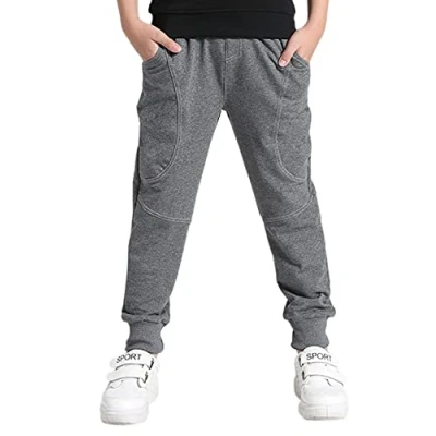 Abbildung von YOUNGSOUL Jungen Jogginghose Kinder Hosen Baumwolle Freizeithose Sweathosen Sporthose Lang Grau Herstellergröße 150/ DE Größe: 146