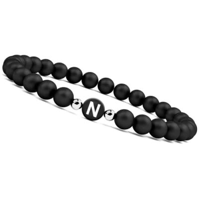 Abbildung von Armband mit Buchstaben N I Pärchen Partnerarmband Perlen zu Valentinstag (Buchstabe N)