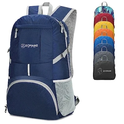Abbildung von ZOMAKE 35L Leicht Faltbarer Rucksack Packbare Backpacks,Kleiner Faltbar Rucksäcke Wanderrucksack Wasserdicht für Damen Herren Outdoor Wandern(Marineblau)