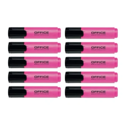 Abbildung von OFFICE PRODUCTS Textmarker 10er Pack Rosa /Highlighter Textliner Die Ungiftige Tinte, Keilspitze Leuchtfarben Hohe Qualität/Strichstärke 2 5mm