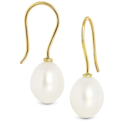 Abbildung von Miore Ohrringe Damen Klassische Perlen Ohrhänger mit weißer Süßwasserzuchtperle aus Gelbgold 9 Karat / 375 Gold, Ohrschmuck