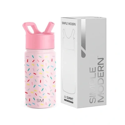 Abbildung von Simple Modern Trinkflasche Kinder mit Strohhalm Sport Isolierte Edelstahl Kindertrinkflasche für Kleinkinder Jungen und Mädchen Summit 415ml Confetti