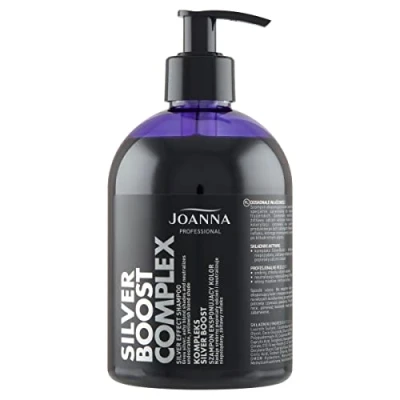 Abbildung von JOANNA Professional Silver Boost Komplex Shampoo Farbverstärkendes Neutralisierung von Gelbtönen Silber Kühle Reflexe 500g