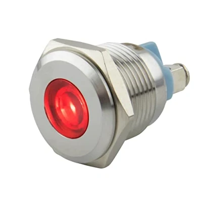 Abbildung von SeKi 16mm LED Kontrollleuchte in Rot 6 24V; V2A Edelstahl Signalleuchte Anzeigenlampe, Indikator, Kontrolllampe, Betriebsanzeige