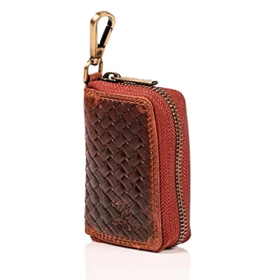 Abbildung von MATADOR® Hochwertige Echt Leder Schlüsselanhänger Tasche Auto Schlüsseltasche Autoschlüssel Etui Schlüsseletui Schlüsselmäppchen YKK Metall Reißverschluss und Karabiner