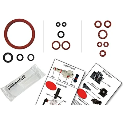 Abbildung von Dichtungen/Wartungsset (XL) für Brühgruppe Dampfventil Supportventil von Philips Saeco Gaggia Spidem MIT Silikonfett EPDM &amp; VMQ