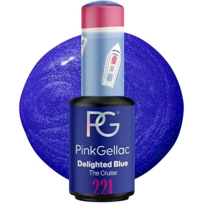 Abbildung von Pink Gellac Gel Nagellack UV 221 Delighted Blue 8 ml Gelnagellack für Lampe Blau Einfache Anwendung Nail Polish 14 Tage Salonqualität Veganer Gellack Made in Holland