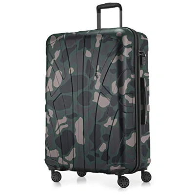 Abbildung von suitline großer Hartschalen Koffer Trolley Rollkoffer XL Reisekoffer, TSA, 76 cm, ca. 96 110 Liter, 100% ABS Matt, Camouflage