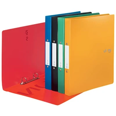 Abbildung von VON Leitz 5er Pack Ringordner A4, Mit 2 Ringen, PP Ordner, 30 mm Rückenbreite, Für 190 Blatt, Ringmechanik, Schule, Studium &amp; Haushalt, Mehrfarbig, 5 Stück, 42471099
