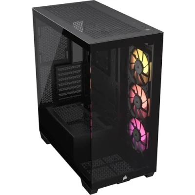 Abbildung von CORSAIR iCUE LINK 3500X RGB Mid Tower ATX PC Gehäuse Gehärtetes Panorama Glas Umgekehrte Verbindung Motherboard Kompatibel 3x RX120 Lüfter Im Lieferumfang Enthalten Schwarz
