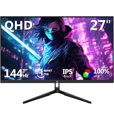 Abbildung von Z Edge 27 Zoll QHD Gaming Monitor 144Hz(DP) 2K 1ms MPRT 2560x1440 IPS Black, 100% sRGB 16:9 LED Bildschirm, 350cd/m² Helligkeit, FreeSync HDR10, DisplayPort1.4 &amp; HDMI2.0, Unterstützt VESA 100x100mm