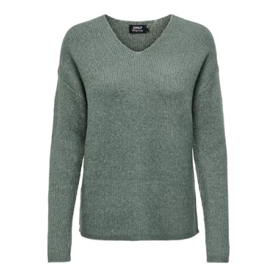 Abbildung von ONLY Camilla Vneck L/S NOOS Strickpullover, Damen, Größe: Large, Laurel wreath melange