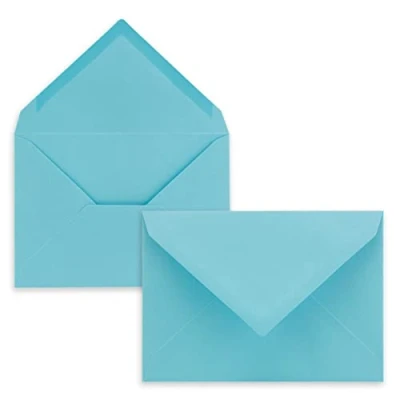 Abbildung von 25x Briefumschläge B6 17,5 x 12,5 cm Türkis Nassklebung mit spitzer Klappe 120 g/m² Für Hochzeit, Gruß Karten, Einladungen