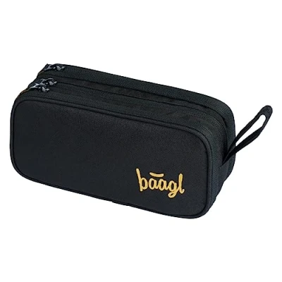 Abbildung von Federmäppchen für Mädchen, Jungen, Schule Mäppchen, Federmappe mit 3 Fächer, Federtasche Teenager, Kinder Etui (Big Black)