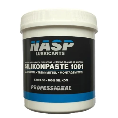 Abbildung von NASP Silikonpaste Silikonfett Montagemittel Schmierfett transparent 500gr Dose Made in Germany