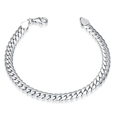 Abbildung von MATERIA Panzerketten Armband Männer 925 Sterling Silber Herrenschmuck 8mm breit flach rhodiniert SA 125 21 cm