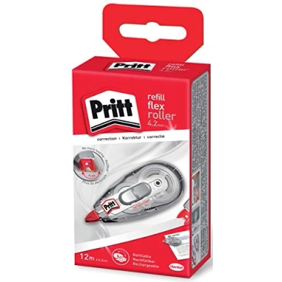 Abbildung von Pritt Korrekturroller Refill Flex Roller Midway, einfach nachfüllbar, einziehbare flexible Spitze, Push &amp; Pull Funktion für beidseitige Anwendung, Breite 4.2mm, Länge 12m, 9H, PRR4H, 5 Stück